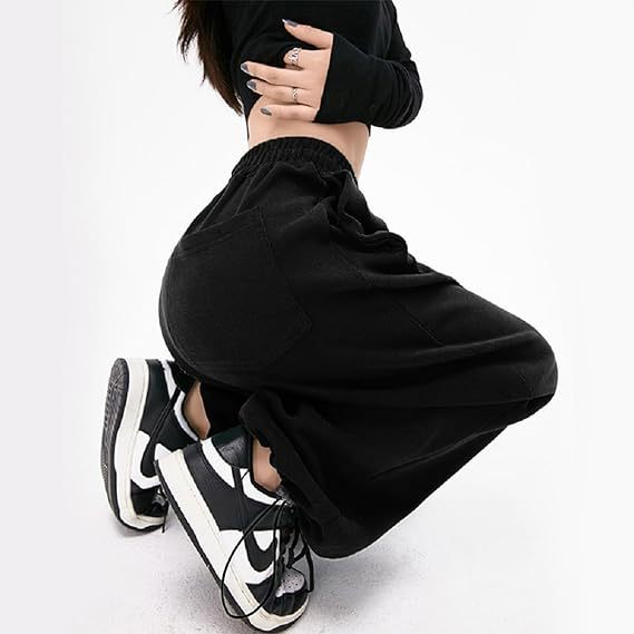 Black Elasticated Wide Leg Joggers