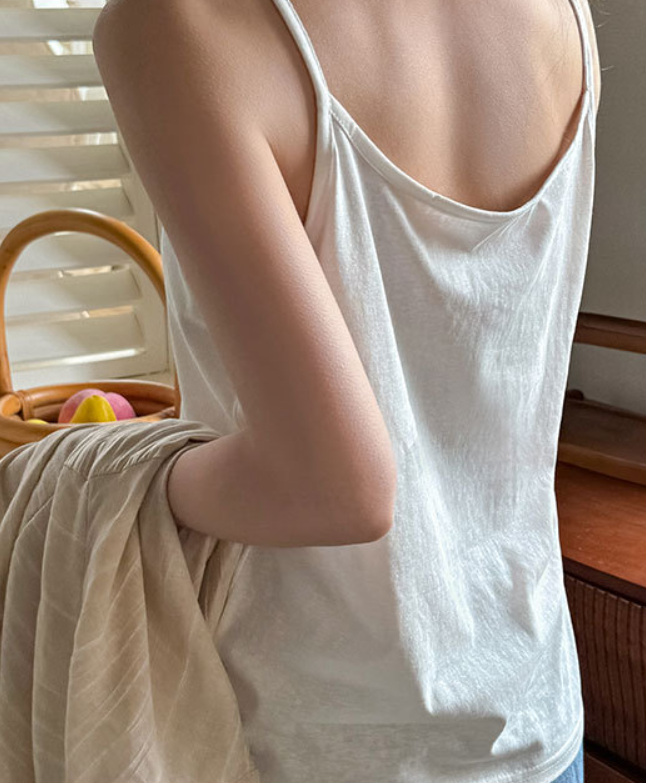 White Scoop Neck Relaxed Fit Camisole