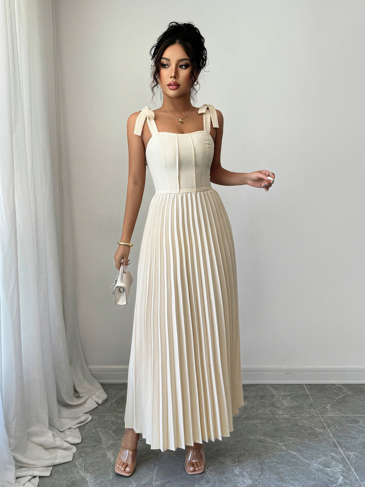 Off White Shoulder Tie-Up Dress