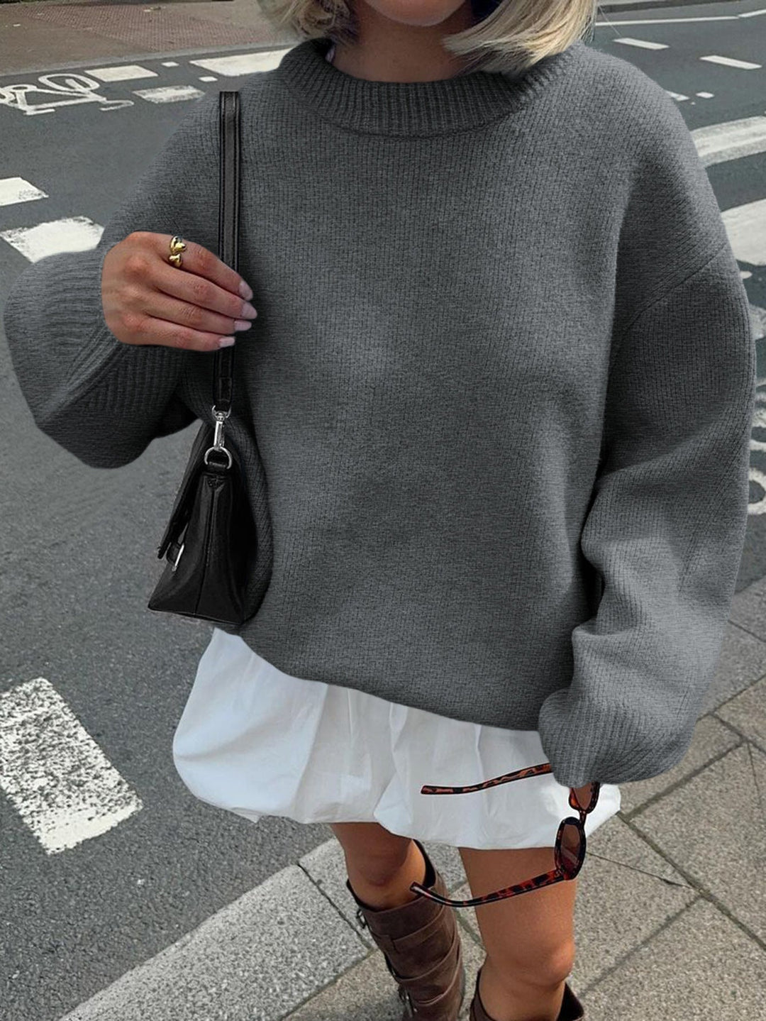 Grey Full Sleeve Round Neck Sweatshirt