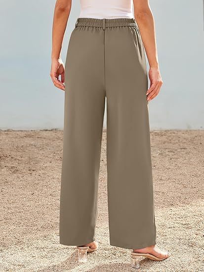 Taupe Wide Leg Pleated Pants