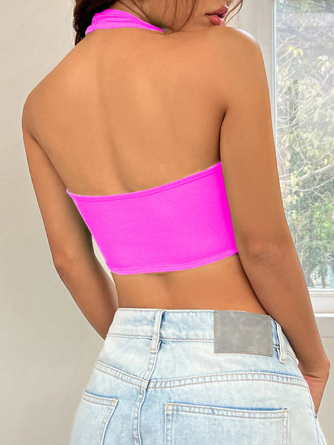 Magenta Halter Neck Tank Top