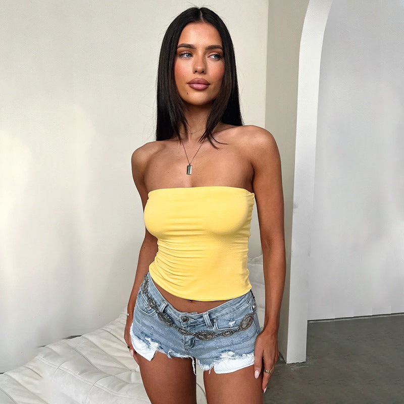 Yellow  Tube Fitted Top