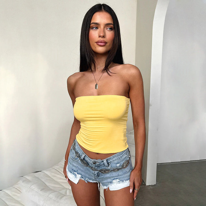 Yellow  Tube Fitted Top