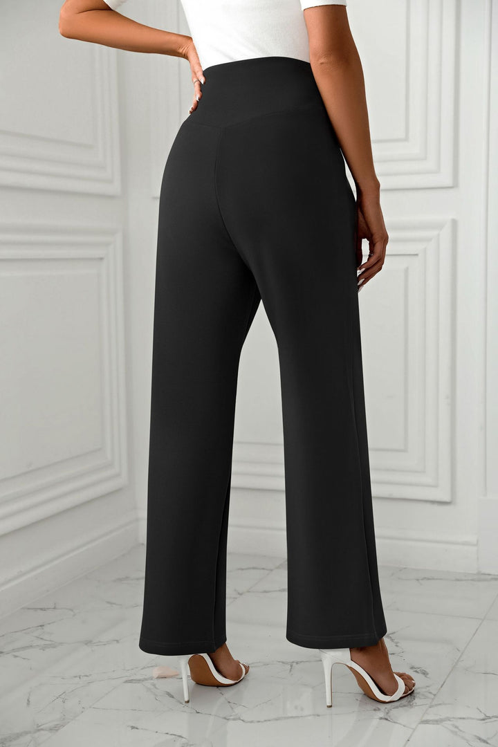 Black Straight Fit Elasticated Pant