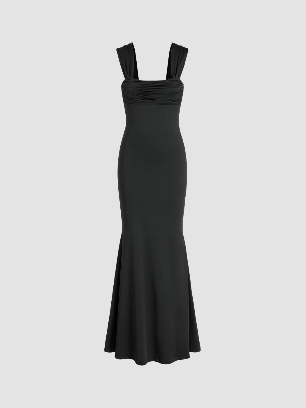 Black Broad Strap Scoop Neckline Dress