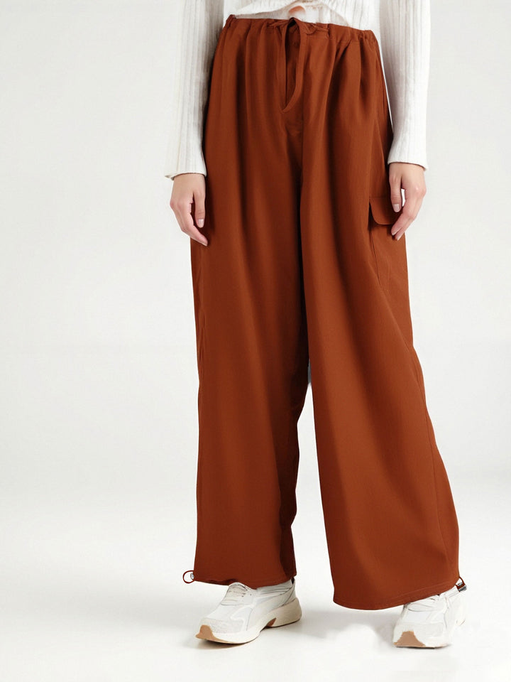 Red Cargo Parachute Solid Pants