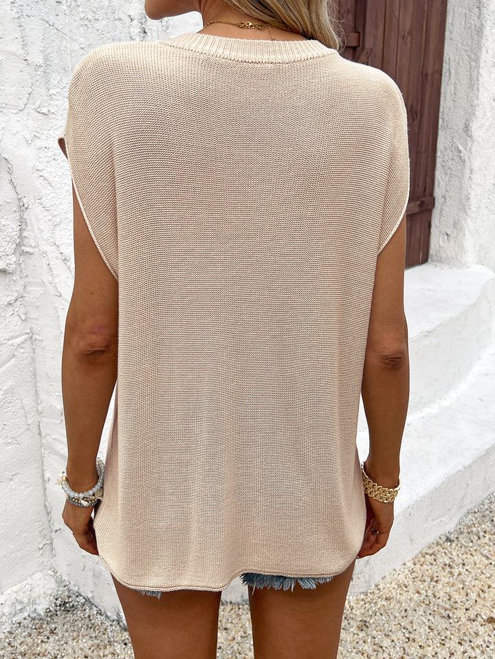 Beige Textured Top With Pocket Detailing
