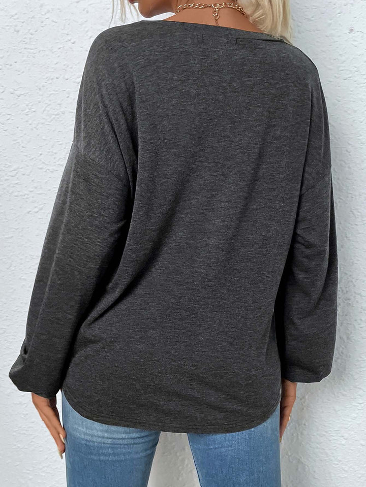 Grey Front Button Sweatshirt