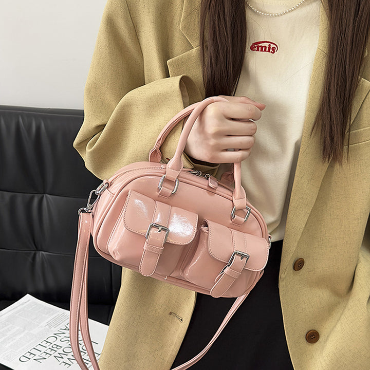 Pink Double Pocket Crossbody Bag