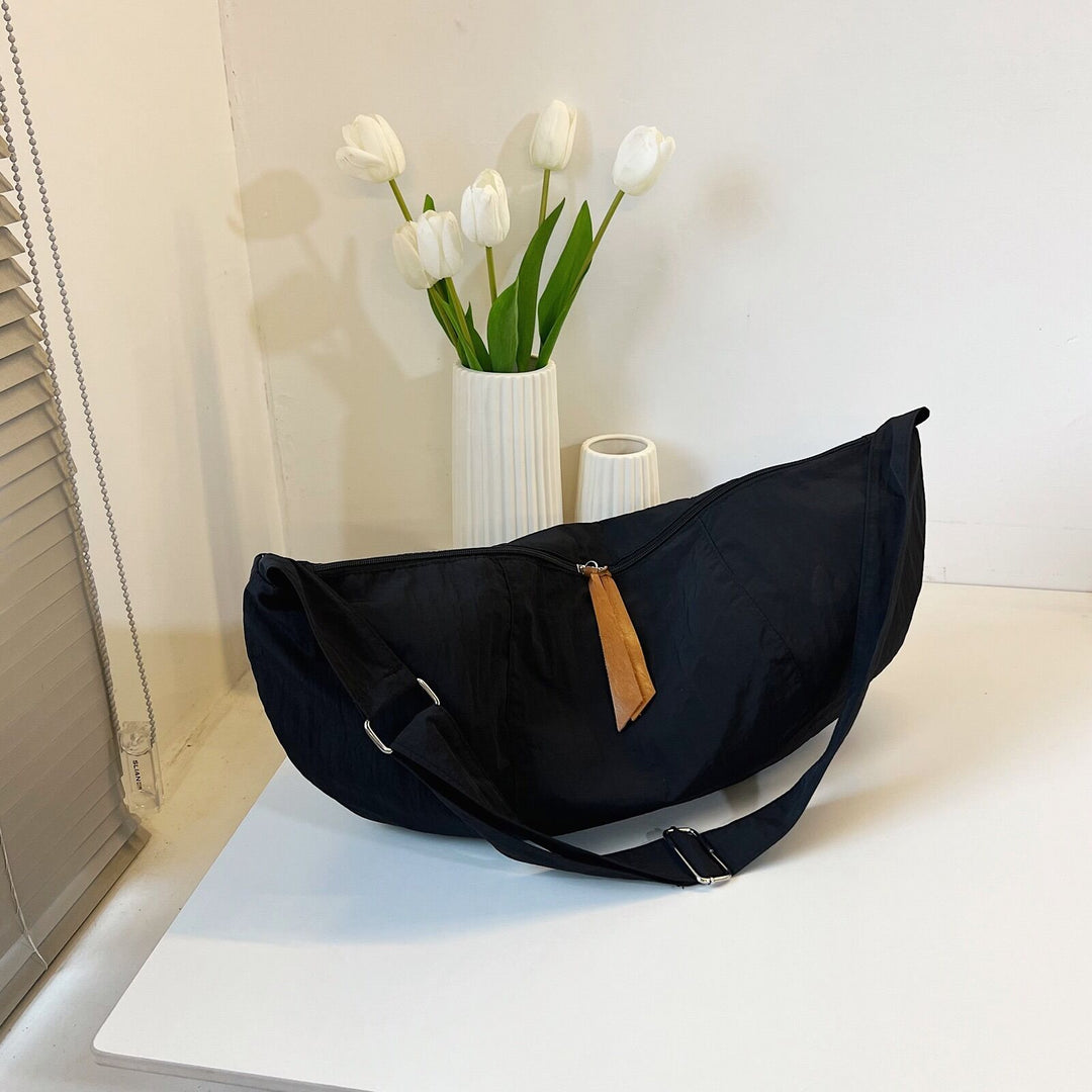 Black Solid Shopper Hobo Bag