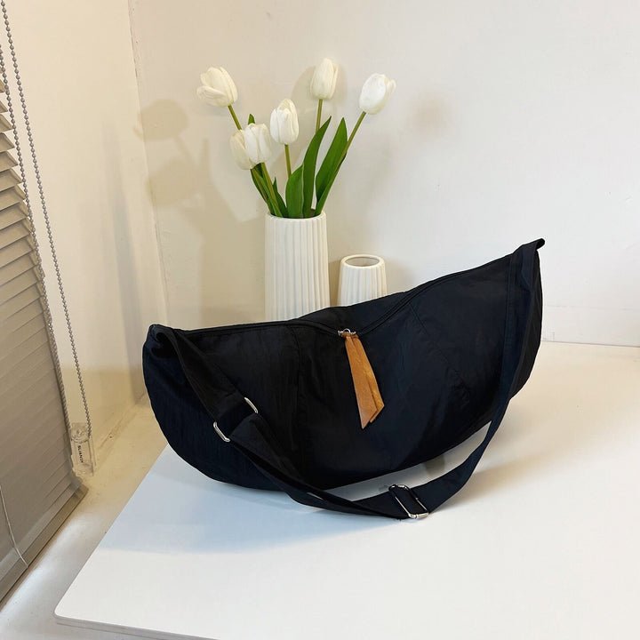 Black Solid Shopper Hobo Bag