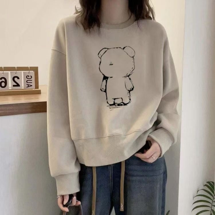 Beige Graphic Oversized Sweatshirt