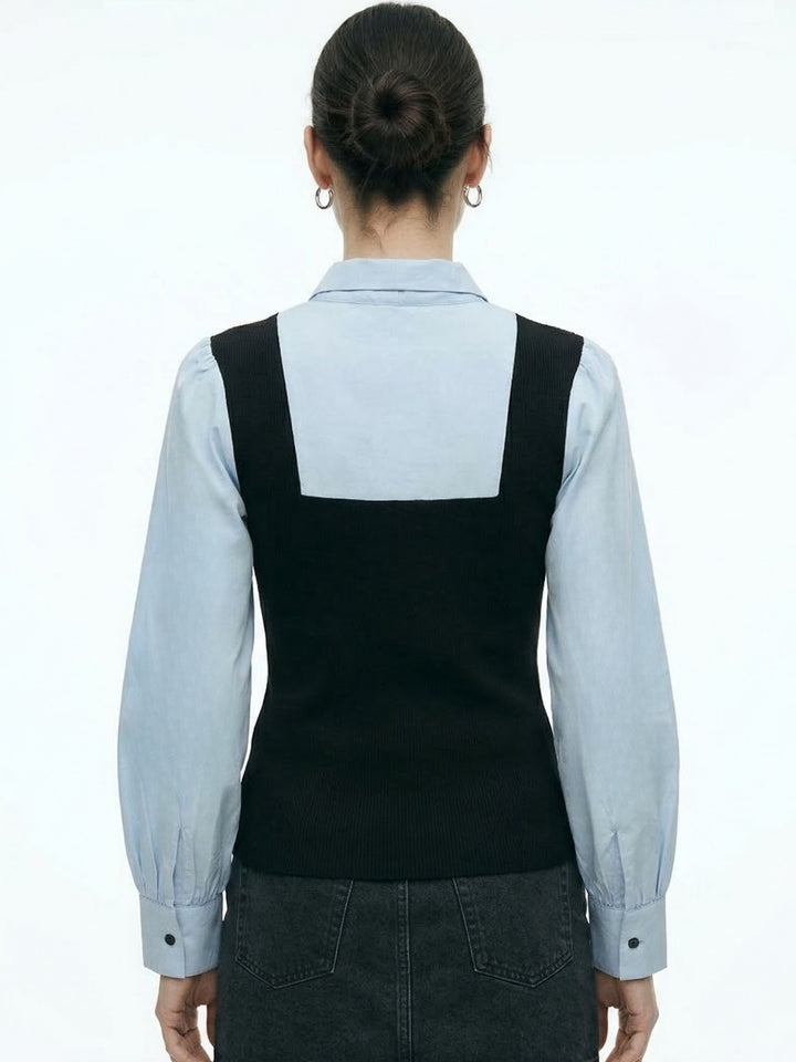 Black Twofer Style Contrast Coloured Top