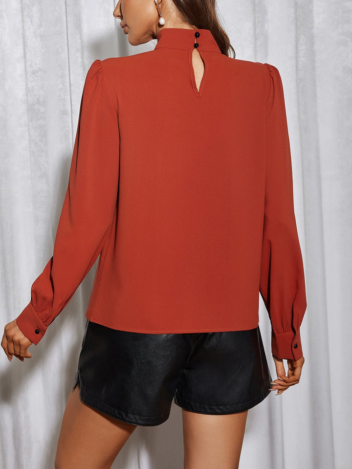 Rust Full Sleeve  Neck Twisted Top