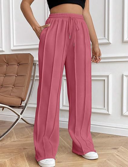 Pink Elasticated Regular Fit Drawstring Joggers
