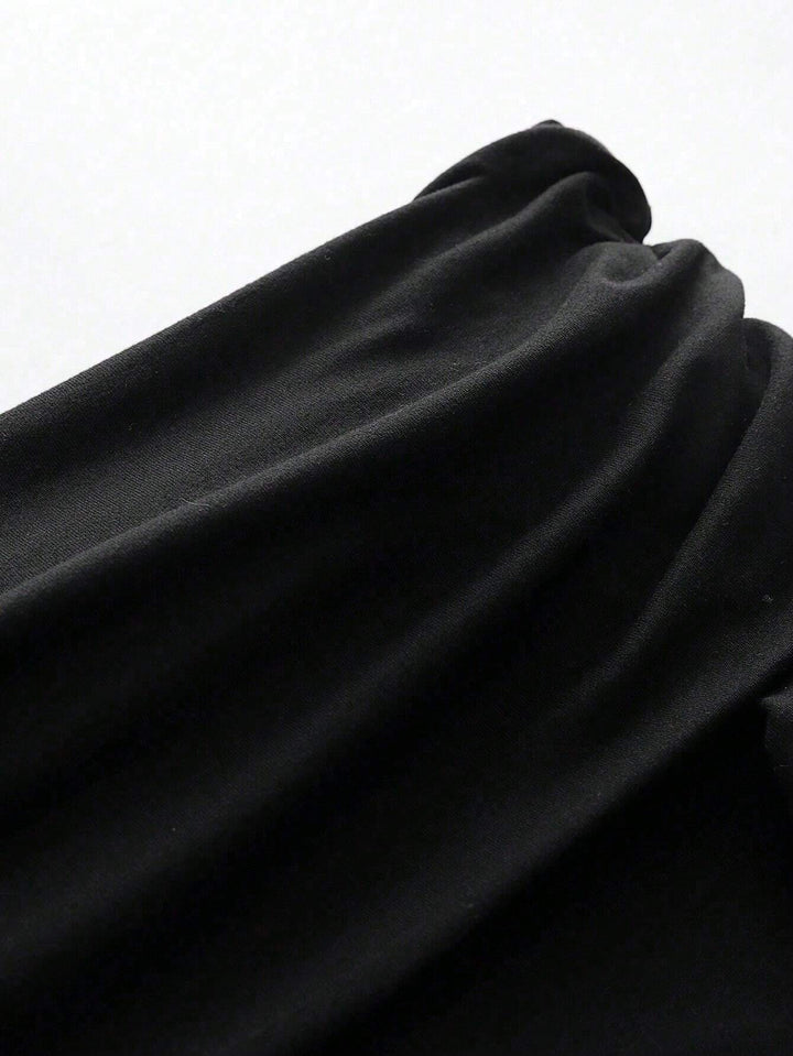 Black Off Shoulder Fitted Dress
