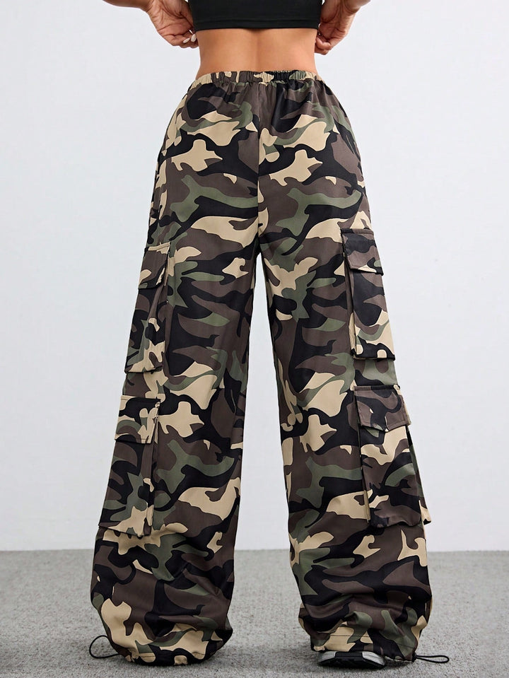 Multi High Waist Printed Wide Leg Trouser