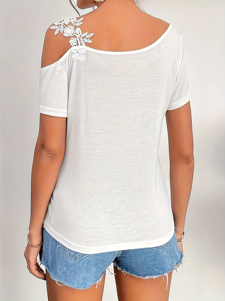 White One Shoulder Lace Strap Top