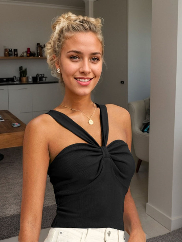 Black Sweetheart Neck Fitted Top