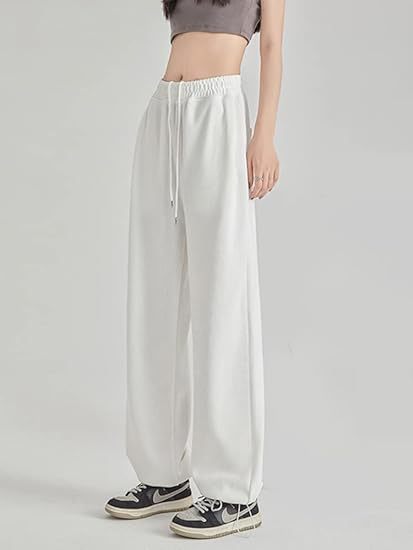 White Elasticated Wide Leg Joggers
