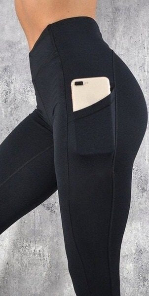 Black High-Rise Tights With Pockets