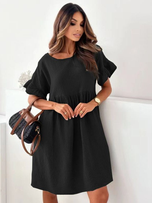 Black A Line Ruffle Sleeve Mini Dress