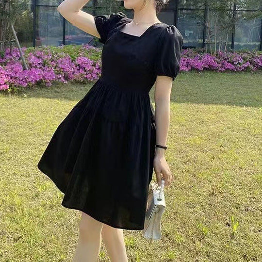 Black Back Bow Detailed Solid Mini Dress