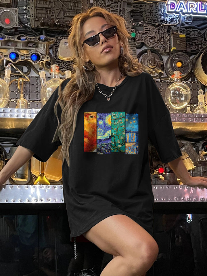 Black Chest Print Graphic Tshirt