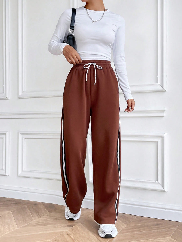 Brown Side Taped Up Sweatpants