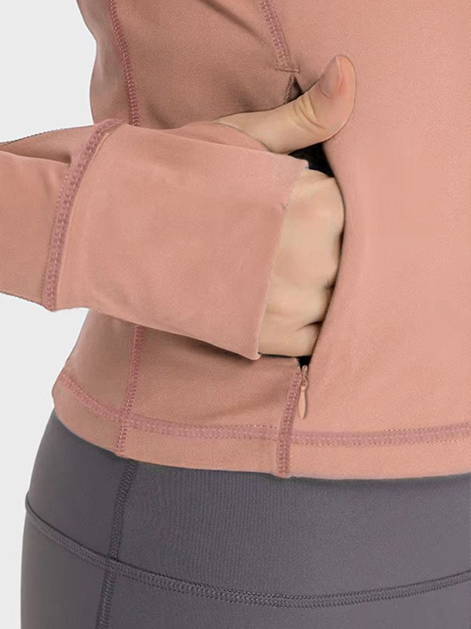 Nude Full Sleeve Collared Neck Top