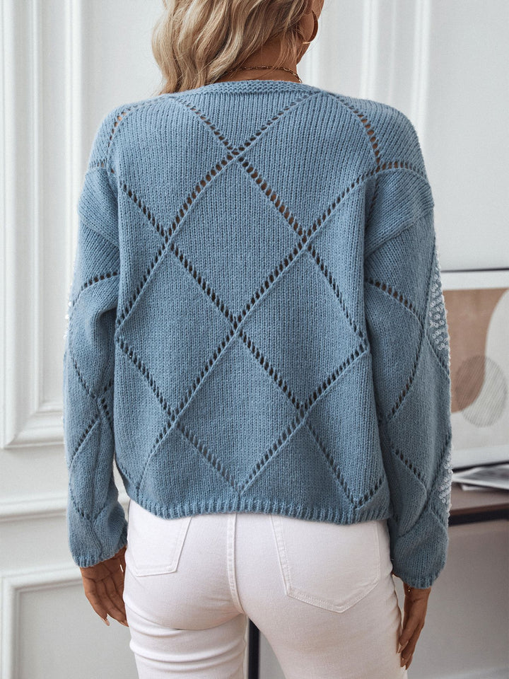 Blue Full Sleeves Round Neck Sweater
