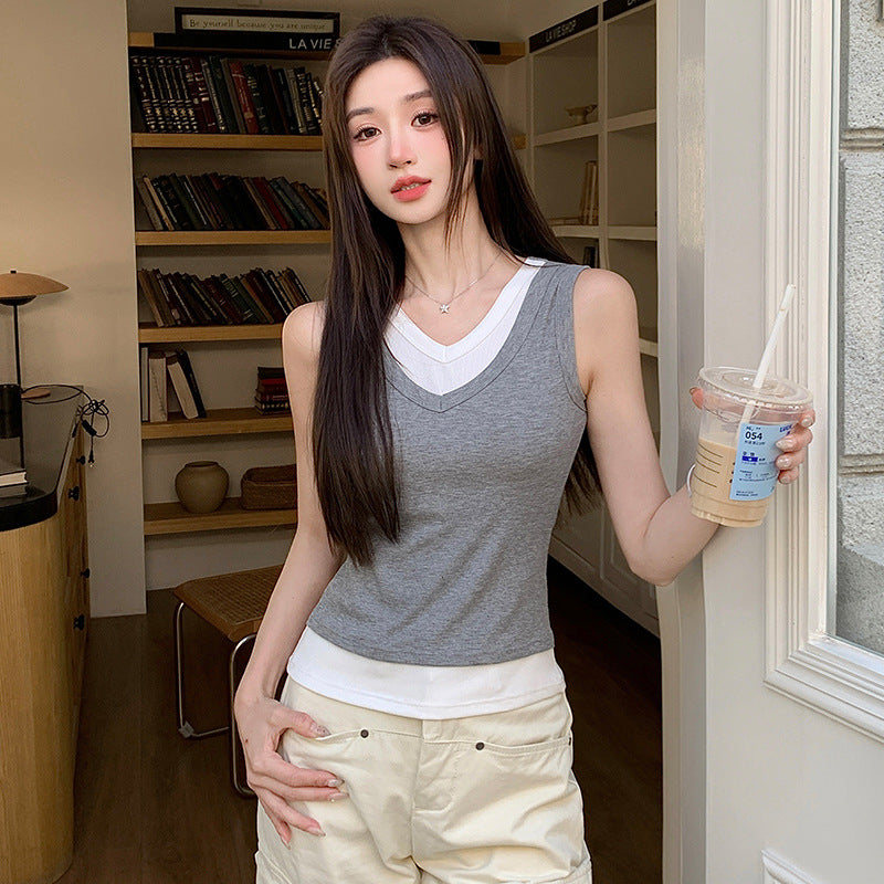 Grey Twofer Look Tank Top