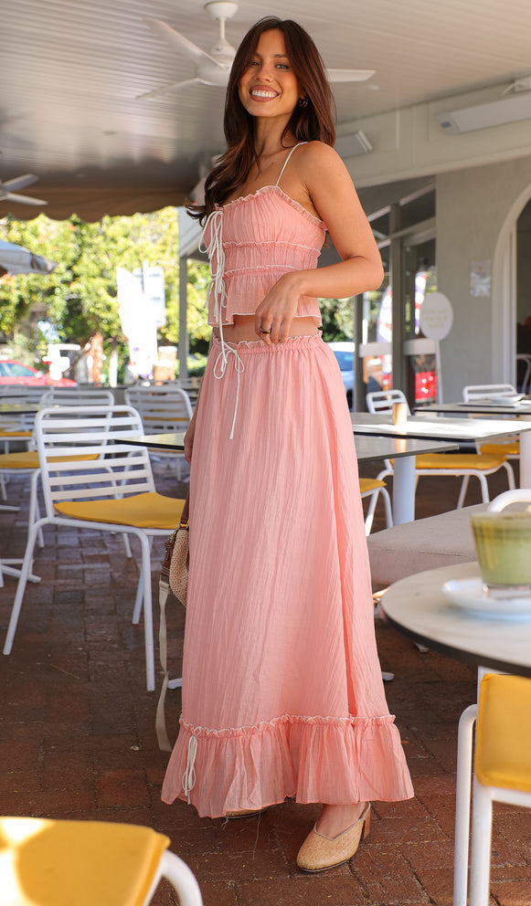 Pink Top And Skirt Co-Ord Set