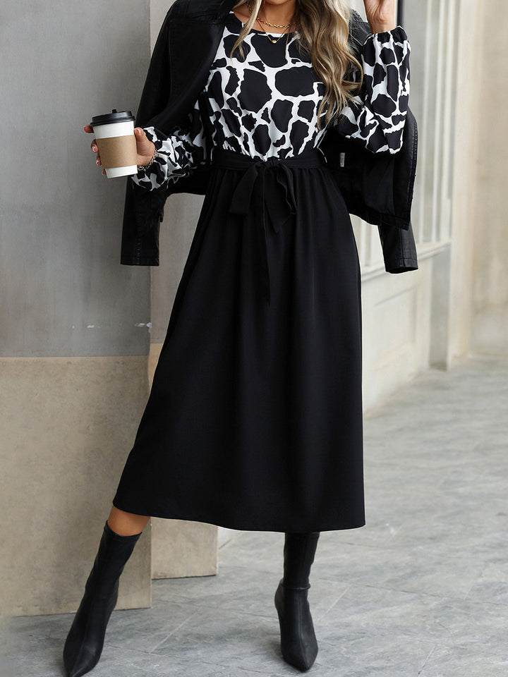 Black Printed Skater Dress