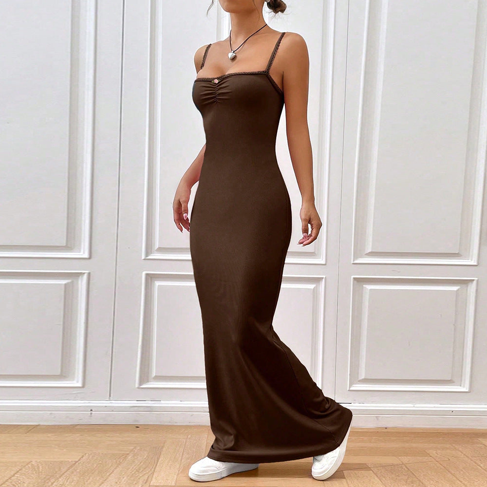 Brown Strappy Bodycon Maxi Dress