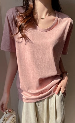 Pink Relaxed Fit Solid T-Shirt
