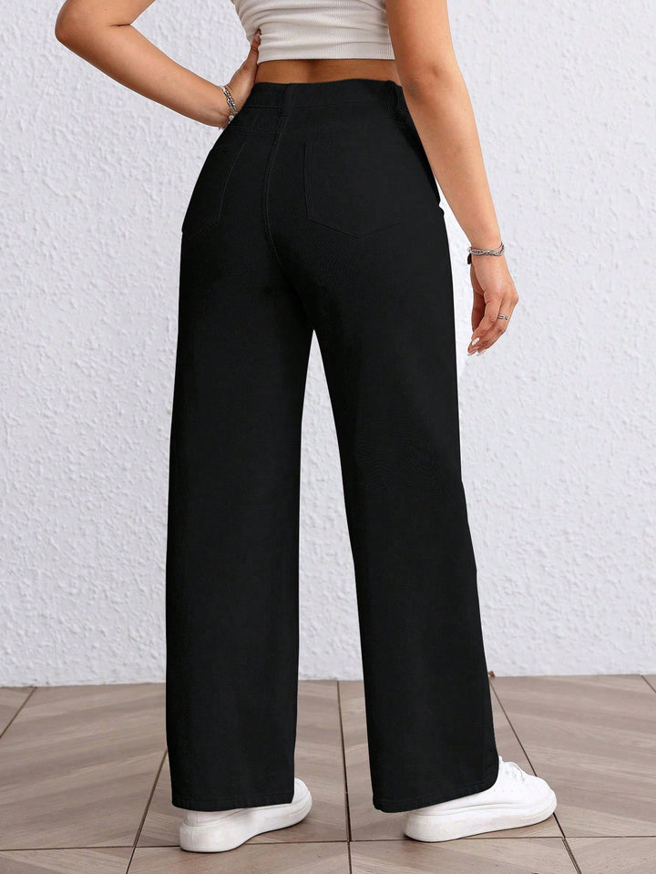 Black Clean Washed Wide Leg Jeans