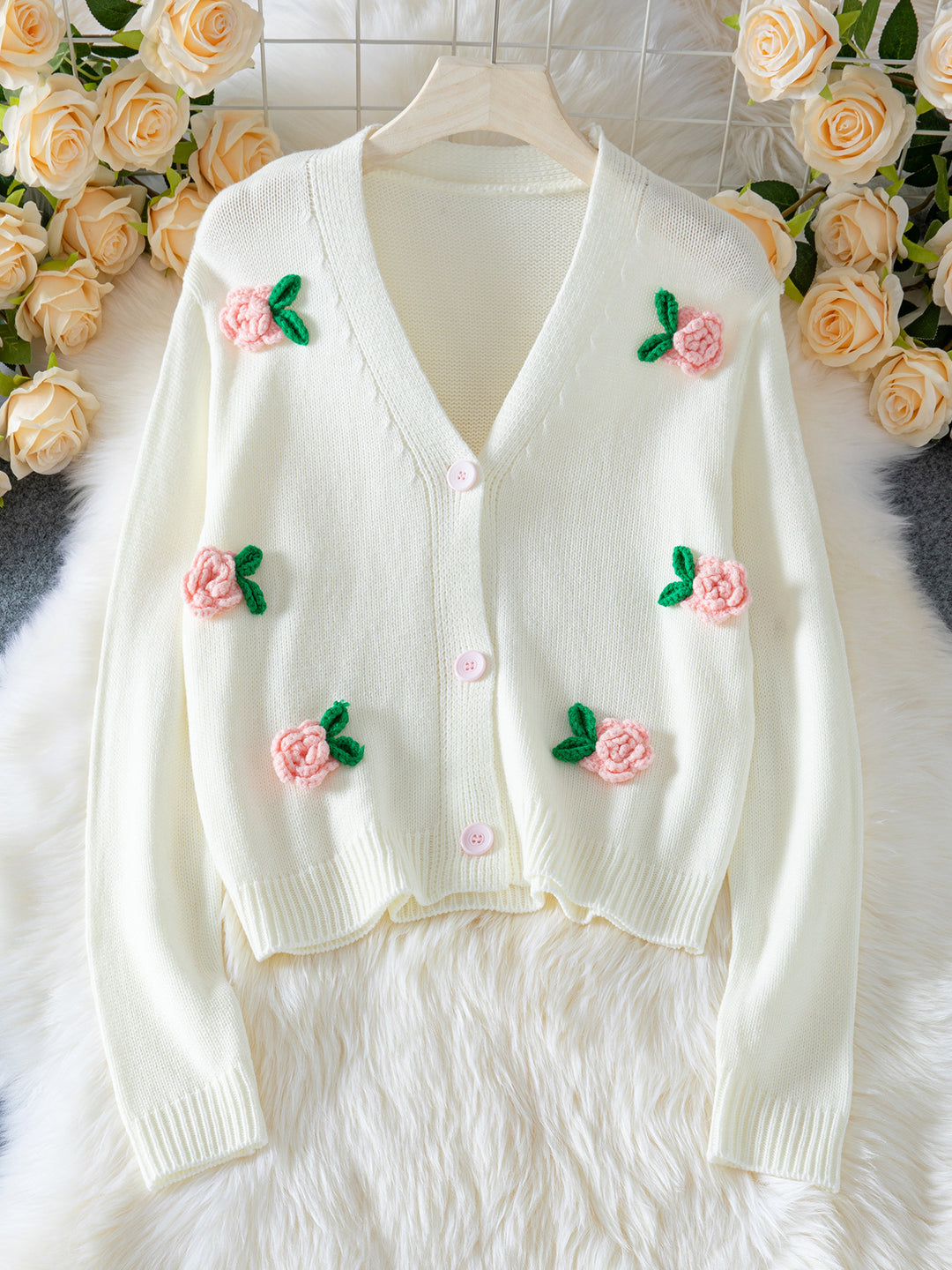 White Full Sleeves Embroided Cardigan