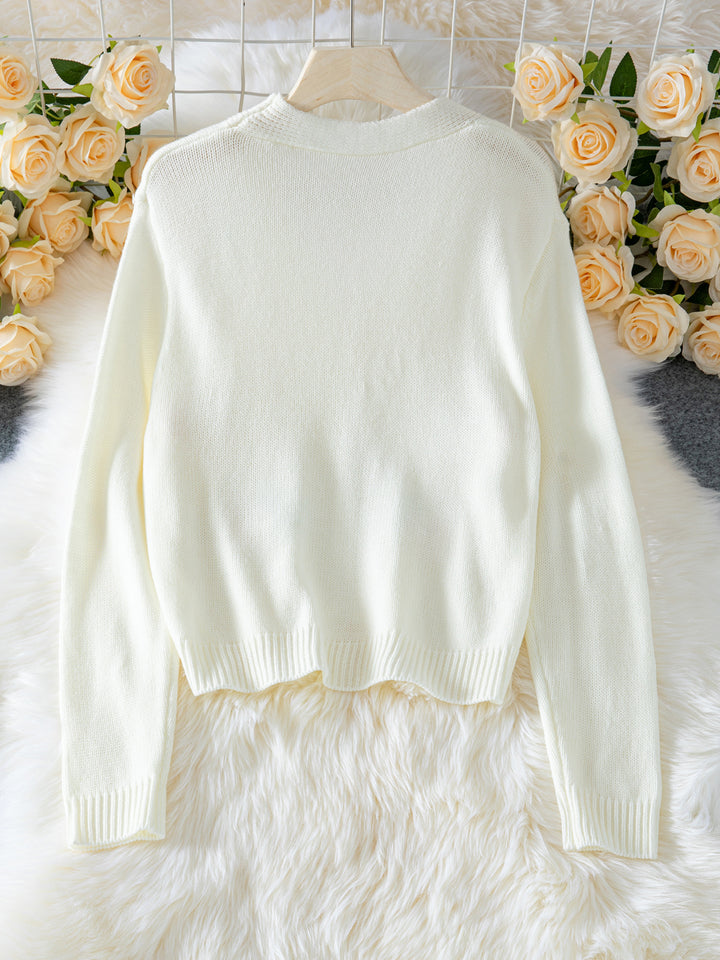 White Full Sleeves Embroided Cardigan
