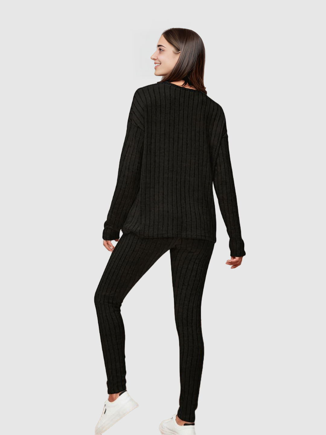 Black Wide Rib Co-Ord Set