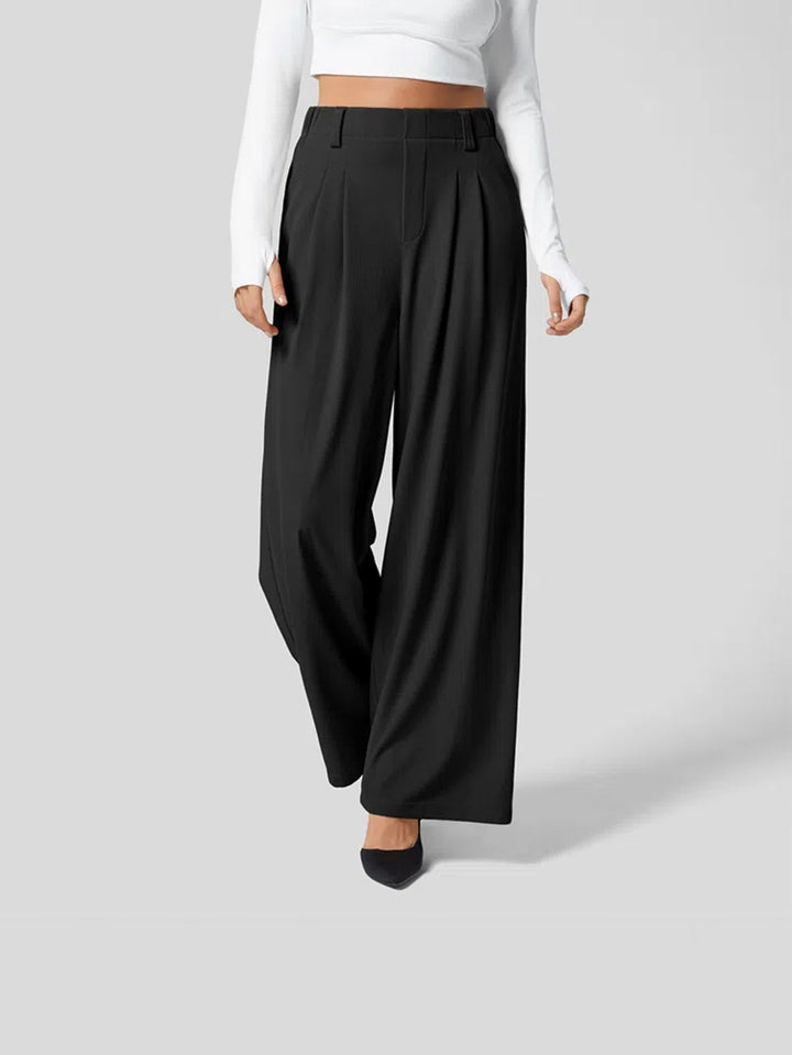 Black Pleated Wide Leg Pants
