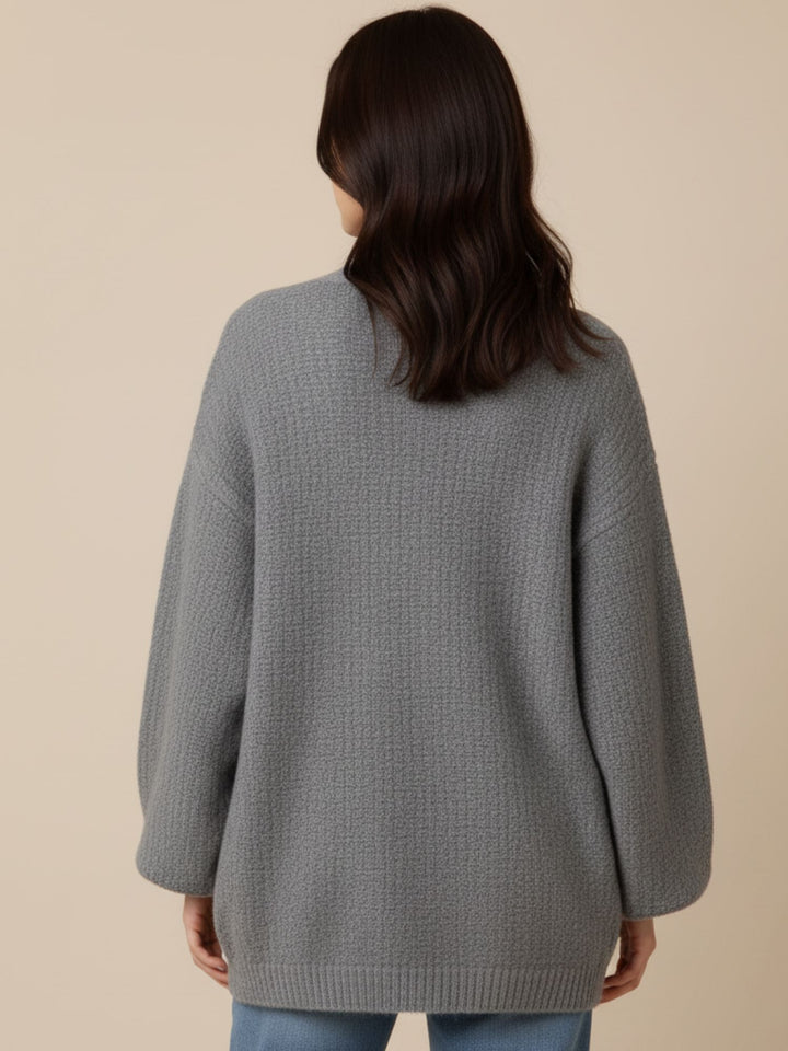 Grey Balloon Sleeve Slouchy Cardigan