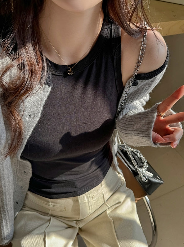 Black Solid Tank Top