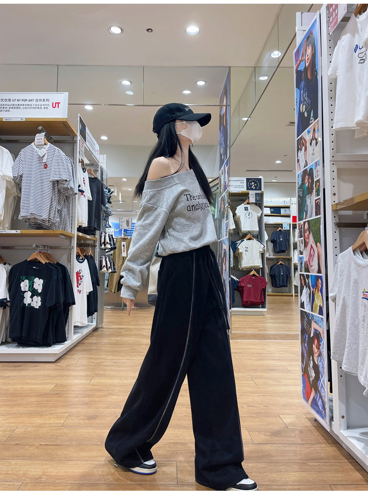 Navy Blue High Waist Baggy Pant
