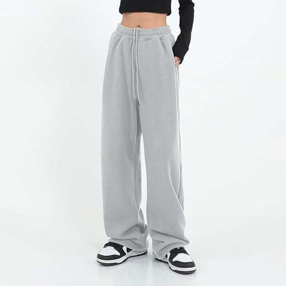 Grey Elasticated Wide Leg Joggers