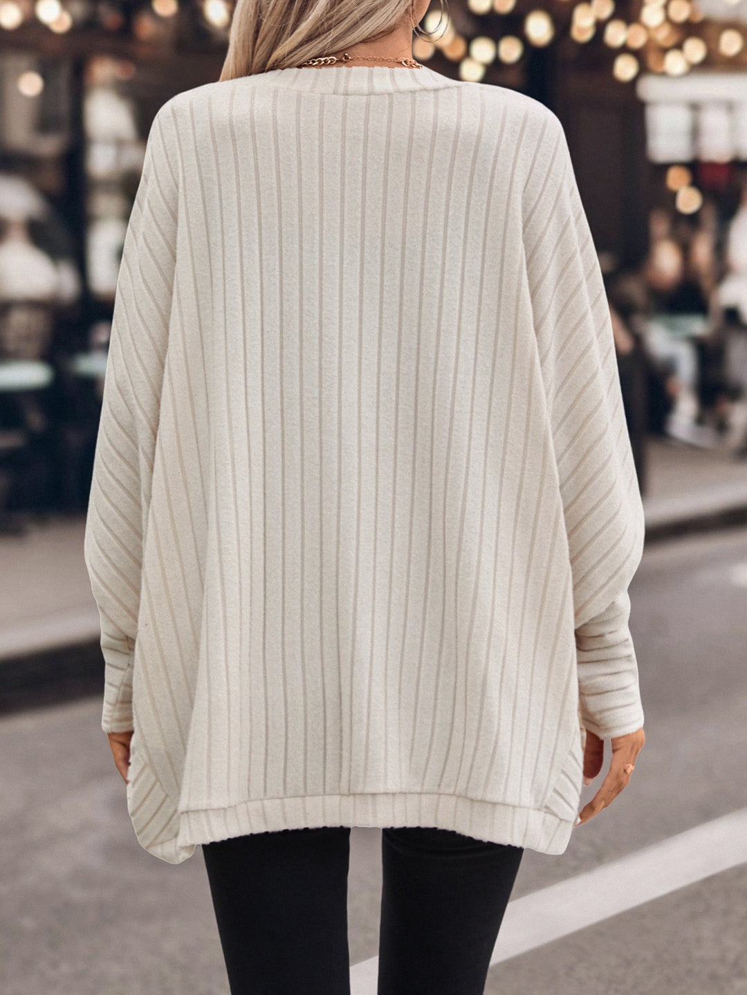 Off White Full Sleeves Front Open Shrug