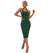 Green Fitted Halter Neck Dress
