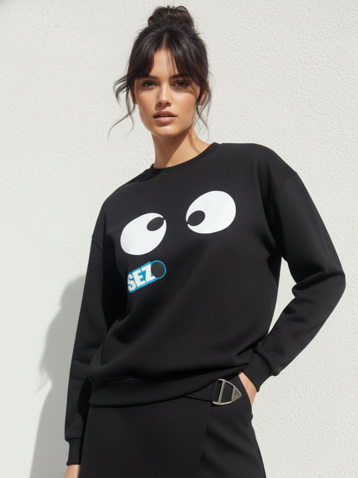 Black Character Graphic Sweatshirt