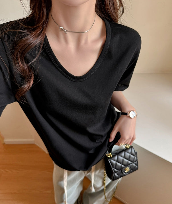 Black Relaxed Fit Solid T-Shirt